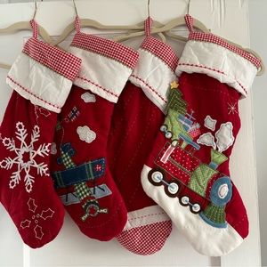 Set of 4 Pottery Barn Kids quilted stockings